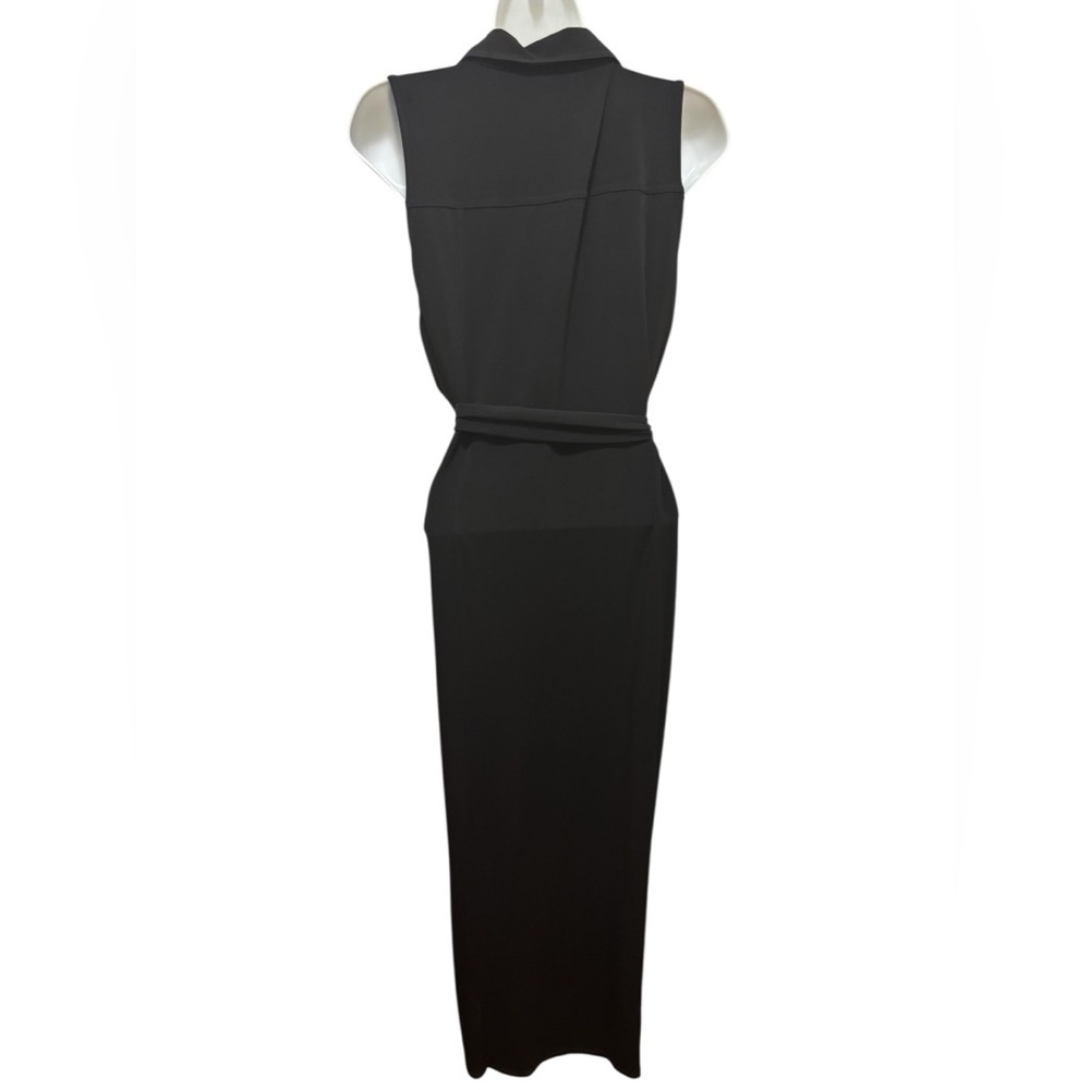 Michael Michael Kors Polo Maxi Dress Black Size XL Belted Slinky Knit Collared - Picture 5 of 9